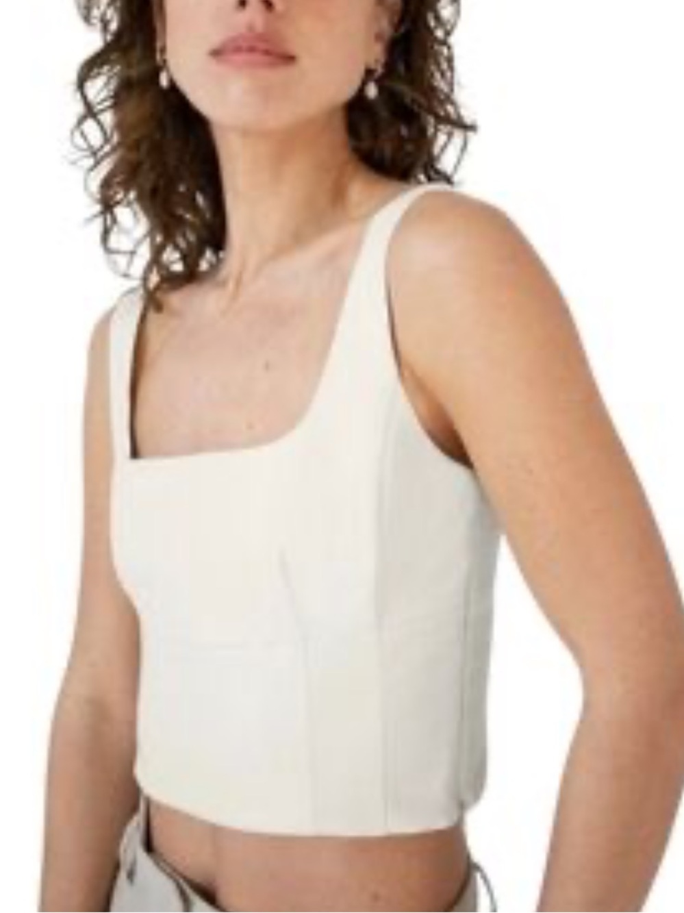 GENTLE FAWN Faux Leather Cream Cropped Sleeveless Shirt Women’s Size Small